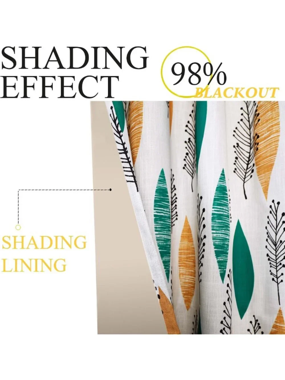 96” Blossom Leaf Blackout Curtains - Room Darkening Drapes with Grommet Top